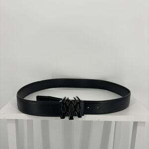 AMIRI Silver Buckle Black Faux Leather